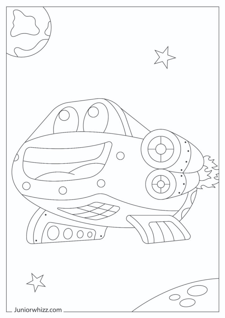 A Cartoon Spaceship Coloring Sheet