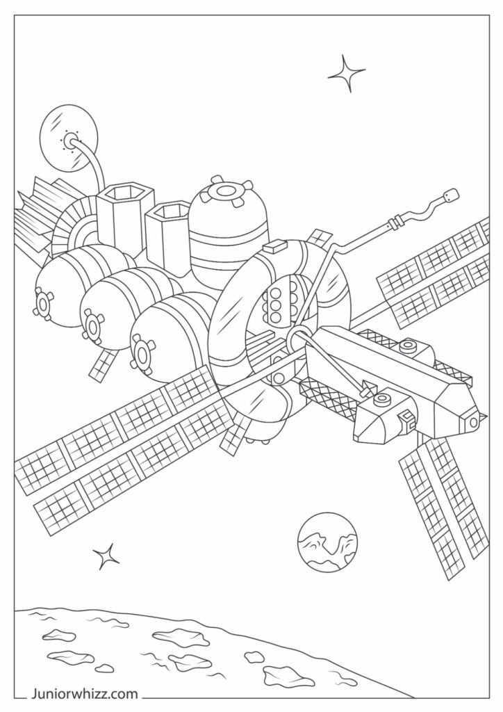 A Realistic Satellite Coloring Page