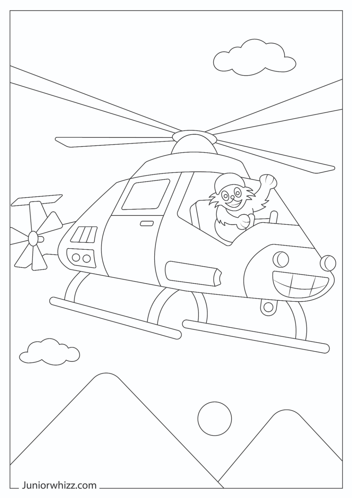 Helicopter Coloring Pages & Book (12 Printable PDF Sheets)