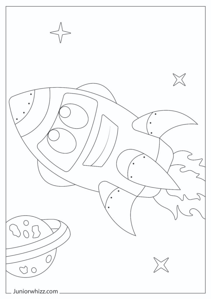 Cute Spaceship Coloring Page