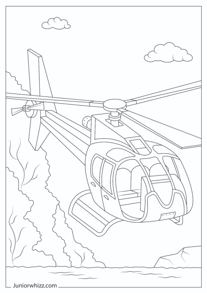 Detailed Ultralight Helicopter Coloring Drawing