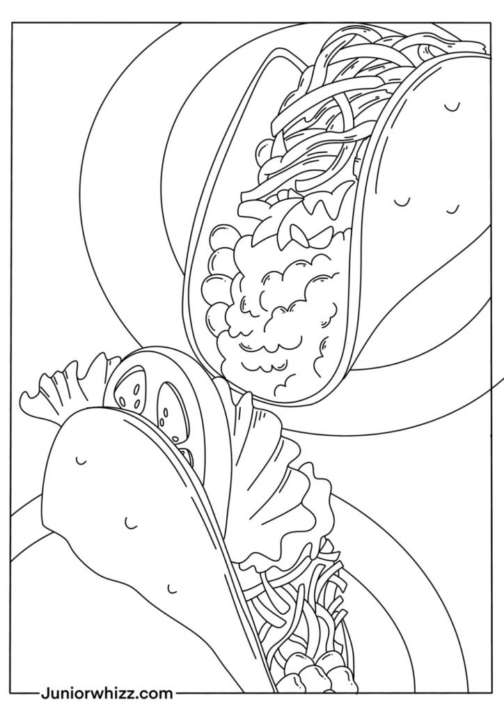Easy Tacos Coloring Page