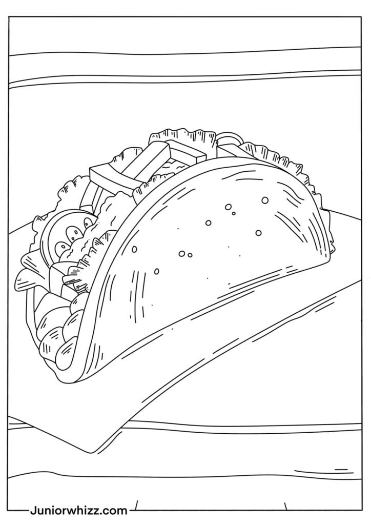 Mexican Taco Drawing for Kids