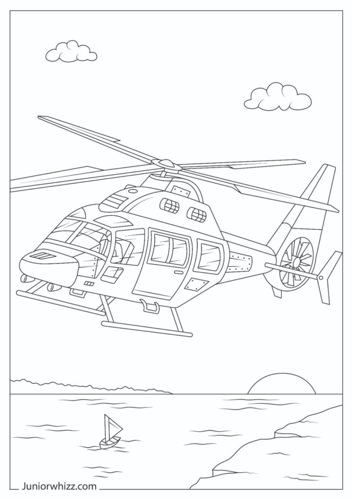 Realistic Helicopter Coloring Page
