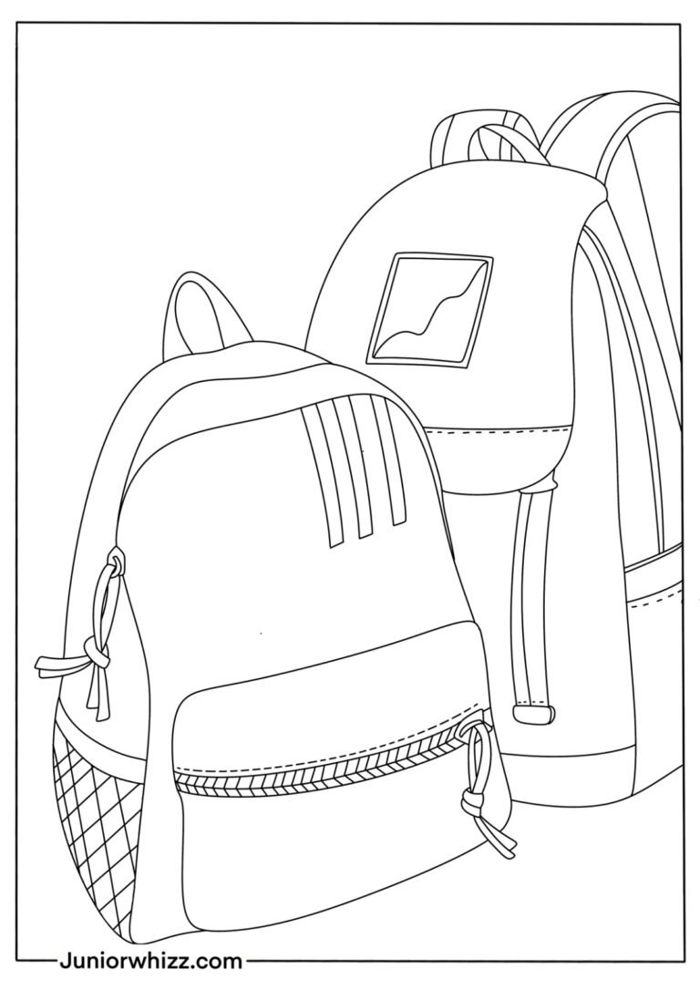 Backpack Coloring Pages & Book (14 Printable PDFs)