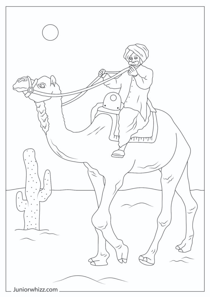 A Realistic Camel Coloring Page