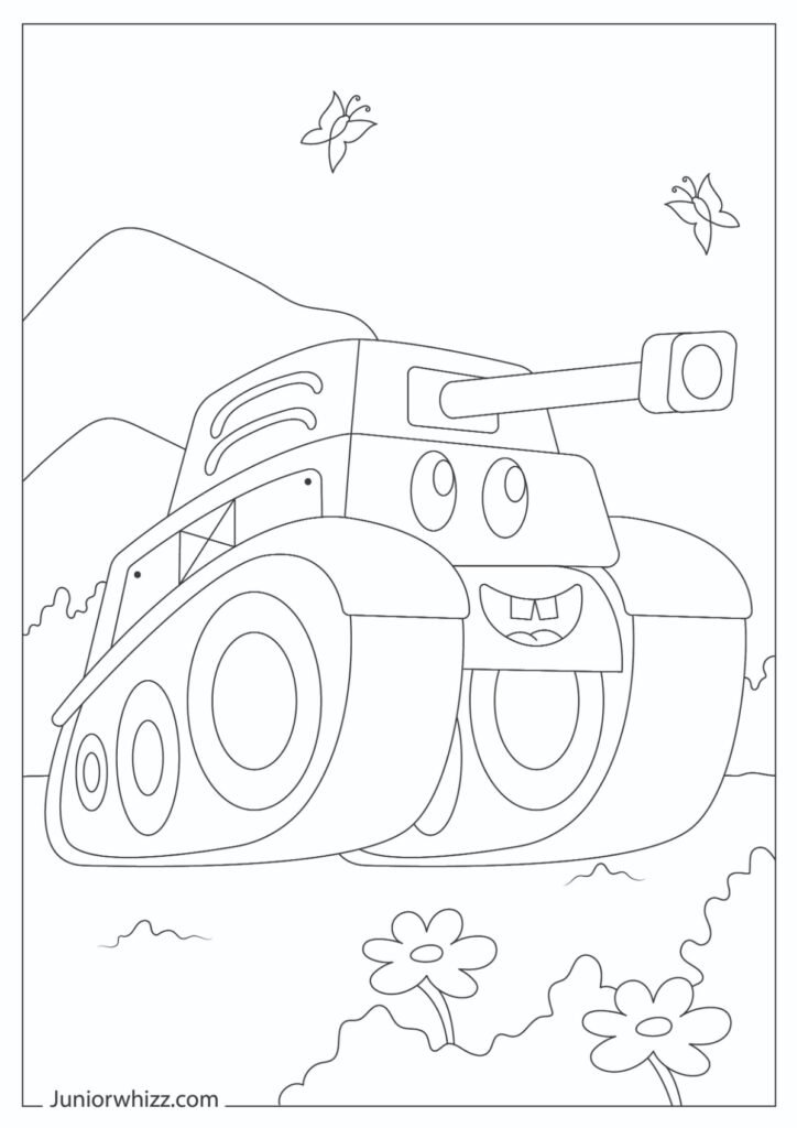 A Simple Cute Cartoon Tank Illustration