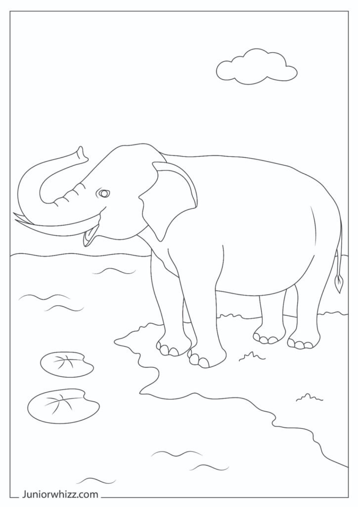 An Elephant Coloring Page For Kids
