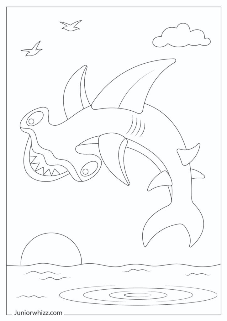 Cartoon Hammerhead Shark Coloring Page