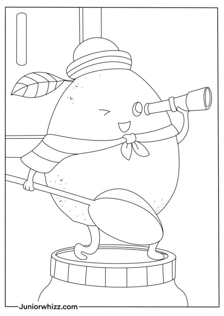 Cartoon Lemon Pirate Coloring Page