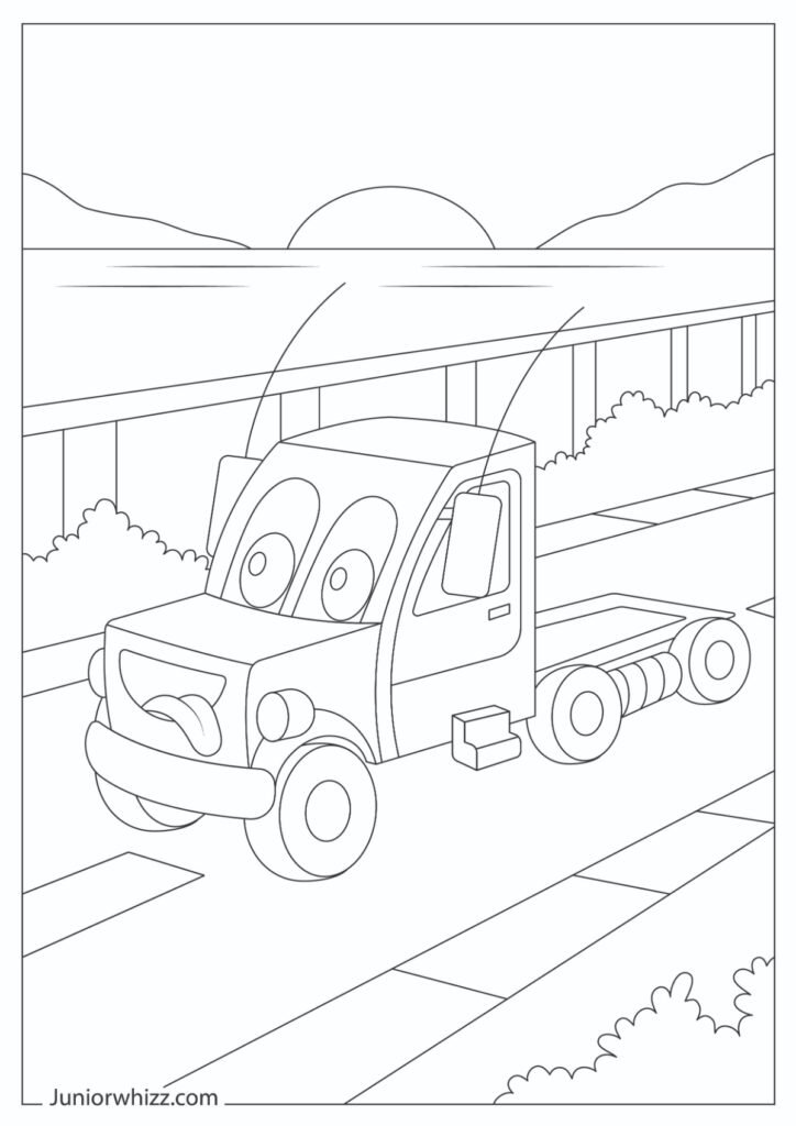 Cartoon Semi Truck Coloring Sheet