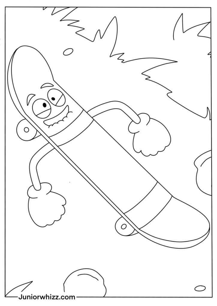 Cute Skateboard Coloring Page