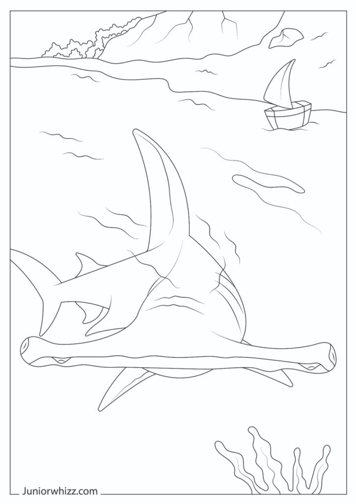 Detailed Great Hammerhead Shark Drawing