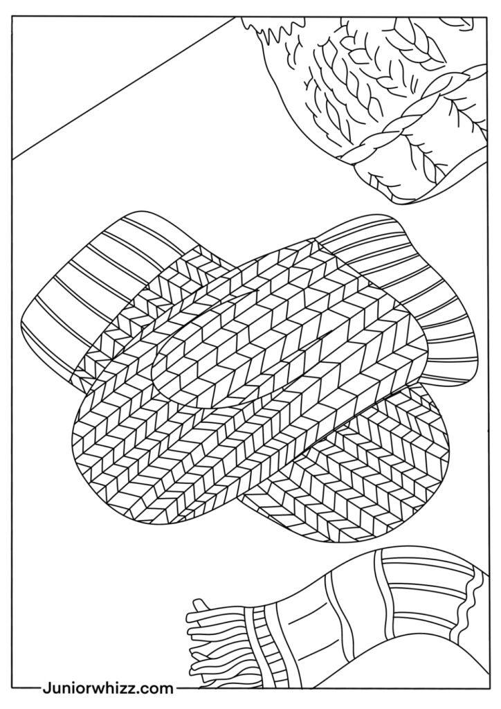 Detailed Mitten Coloring Page