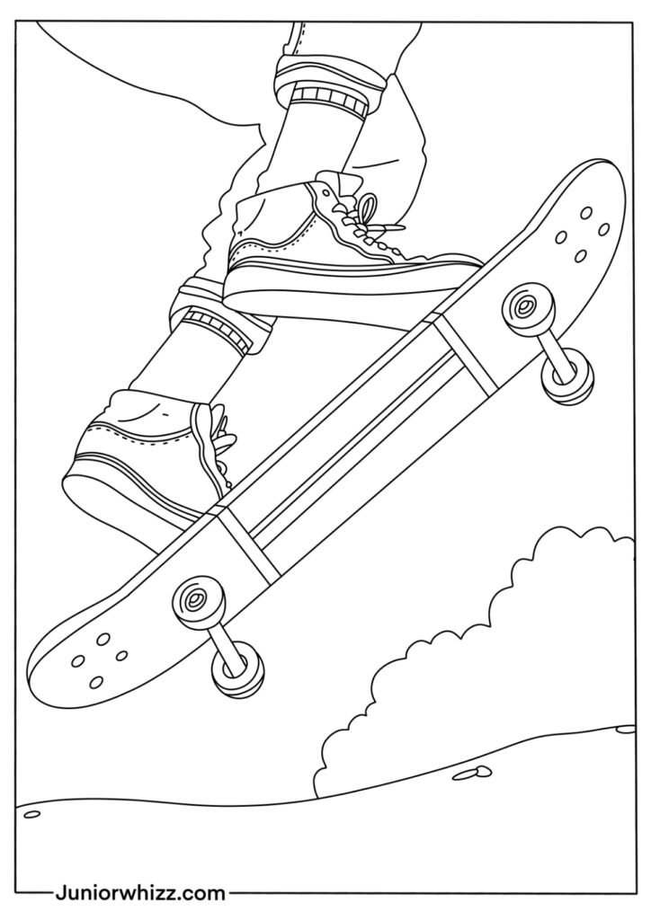 Detailed Skateboard Coloring Sheet