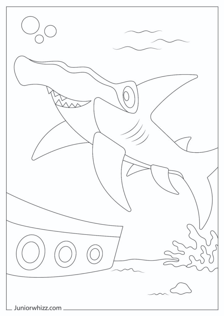 Easy Hammerhead Shark Coloring Page