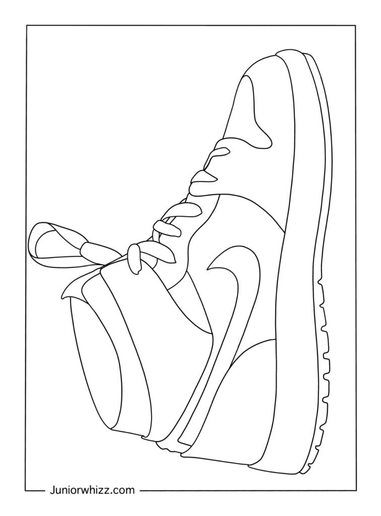 Easy Sneaker Coloring Sheet for Kids