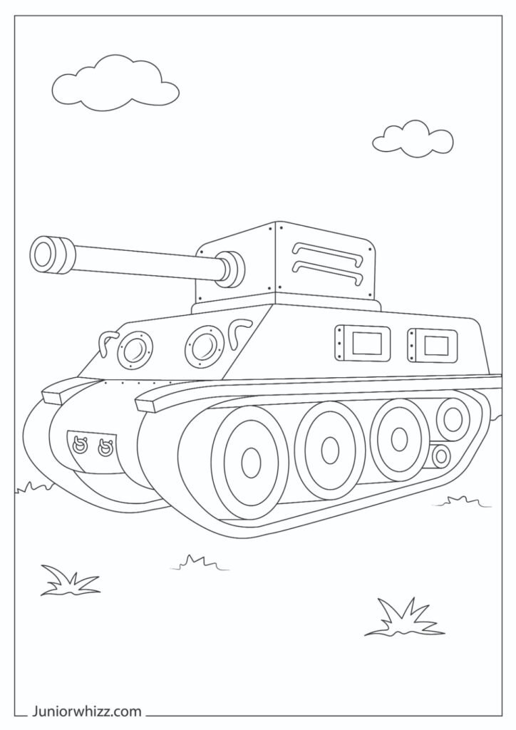 Easy Tank Coloring Page for Kids