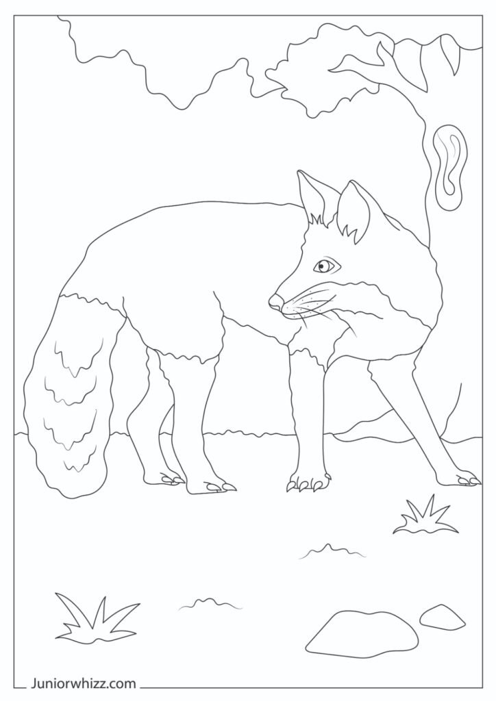 Fox Realistic Coloring Page