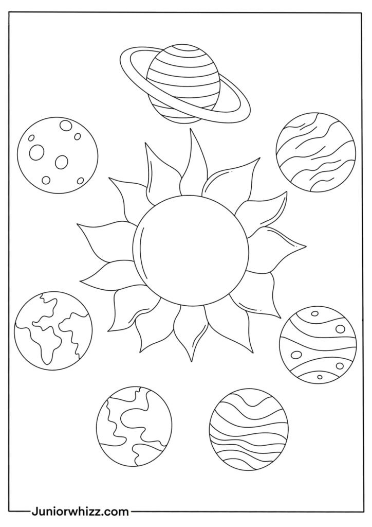 Preschool Planets Coloring Page