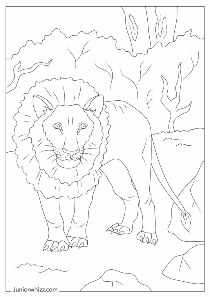 Realistic Lion Coloring Sheet