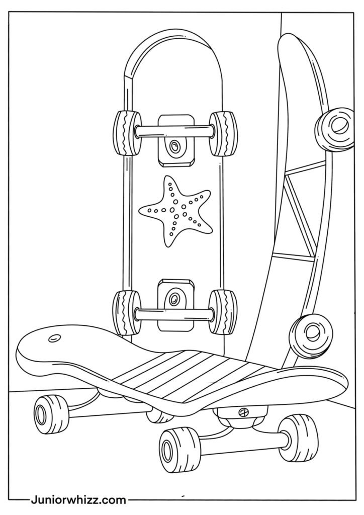 Realistic Skateboard Coloring Page