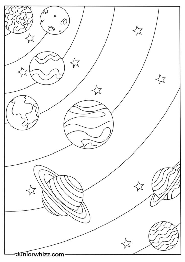 Realistic Solar System Coloring Sheet