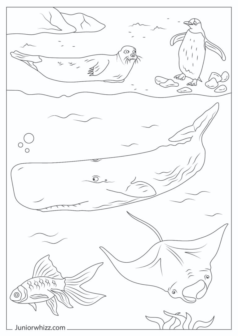 Sea Creatures Coloring Pages With Book (Printable PDFs)