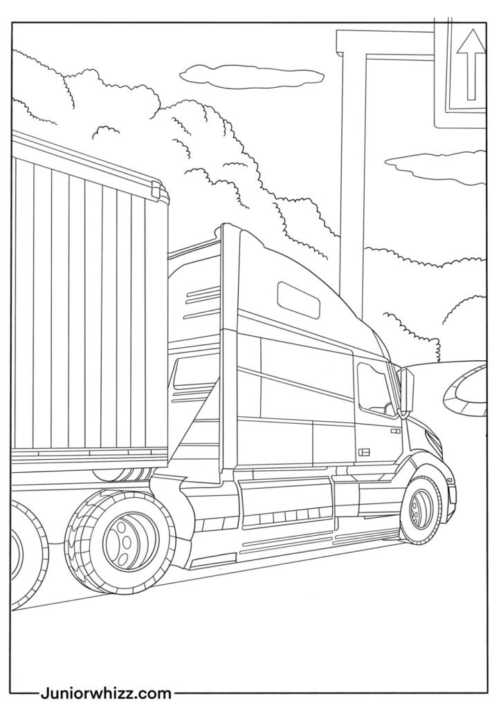 Semi Truck with Trailer on the Outskirts