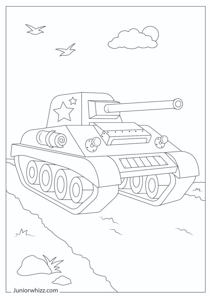 Tank Drawing with Simple Background