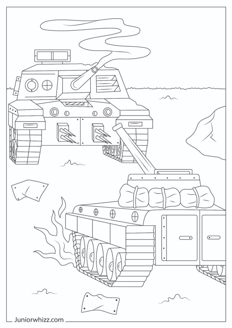 Army Tank Coloring Pages For Kids (14 Printable PDFs)