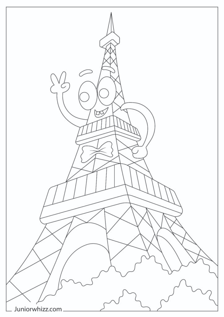 Adorable Eiffel Tower Cartoon
