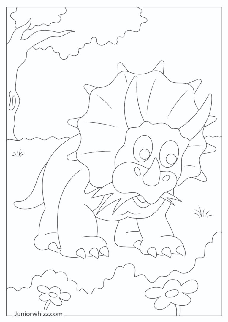 Triceratops Coloring Pages With Book (13 Printable PDFs)