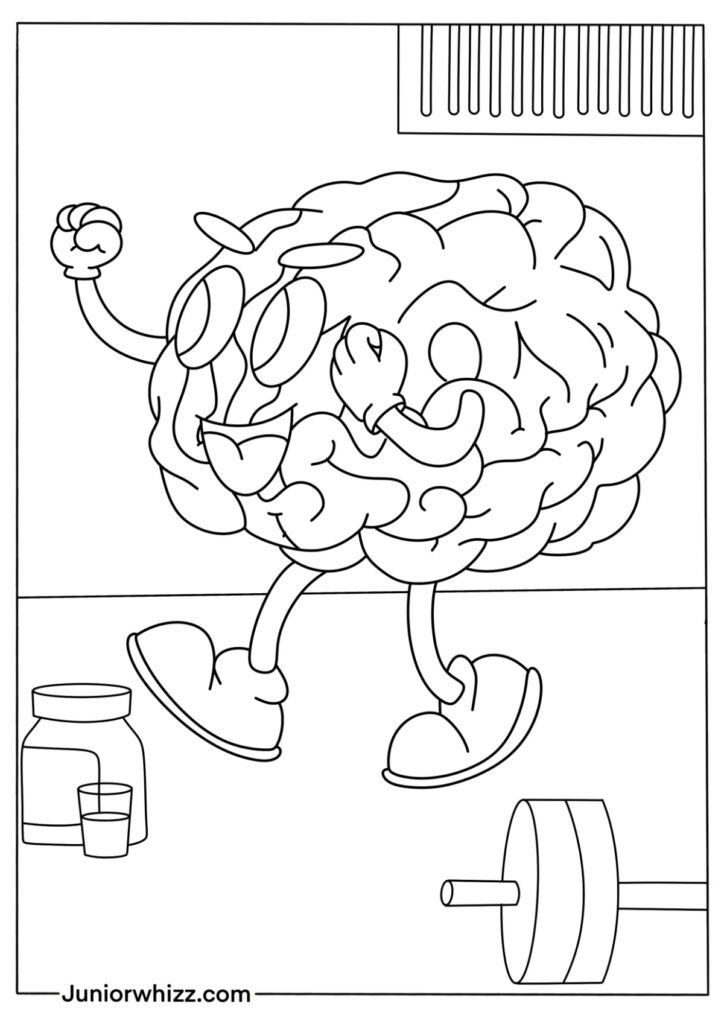 Cartoon Brain Coloring Page