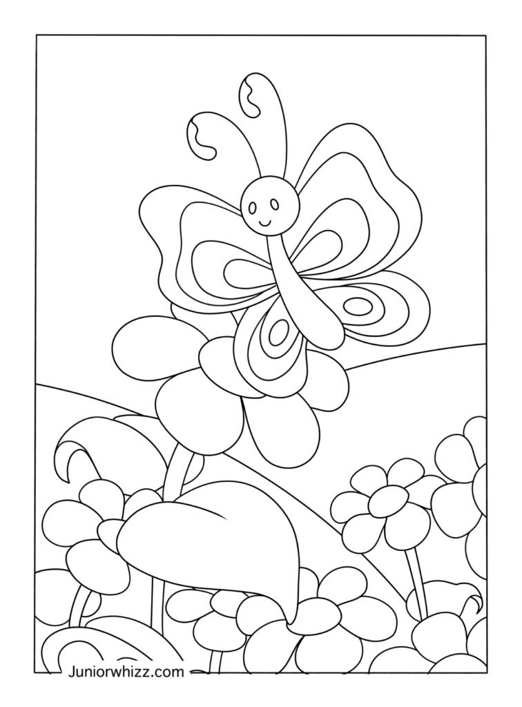 Cartoon Butterfly Coloring Page