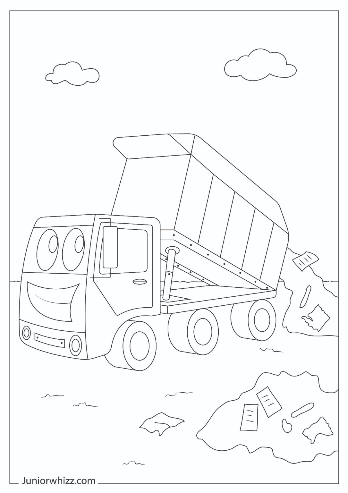 Garbage Truck Coloring Pages for Kids (12 Printable PDFs)