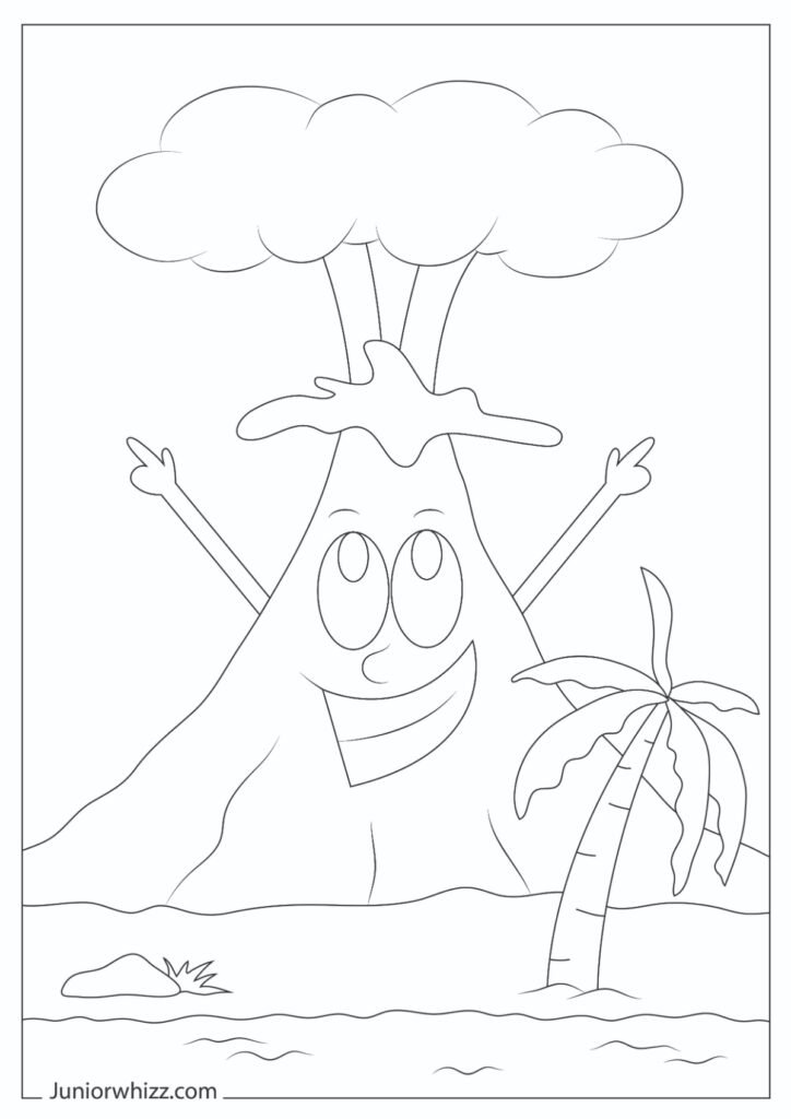 Cartoon Volcano Drawing for Kids