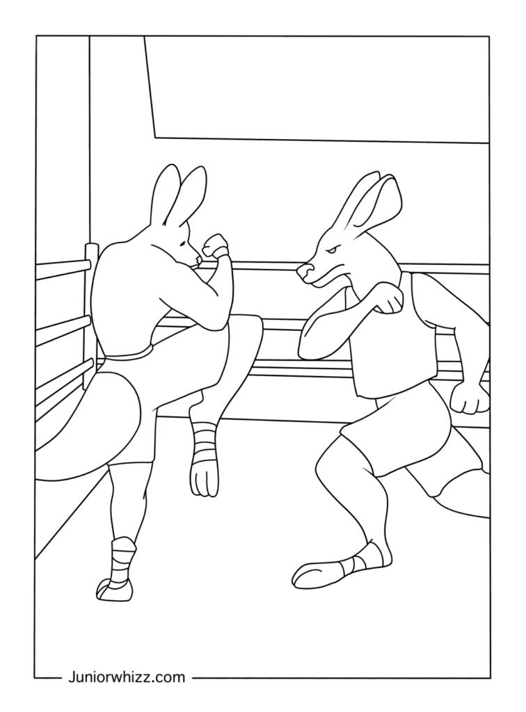Cartoon Wrestling Coloring Page