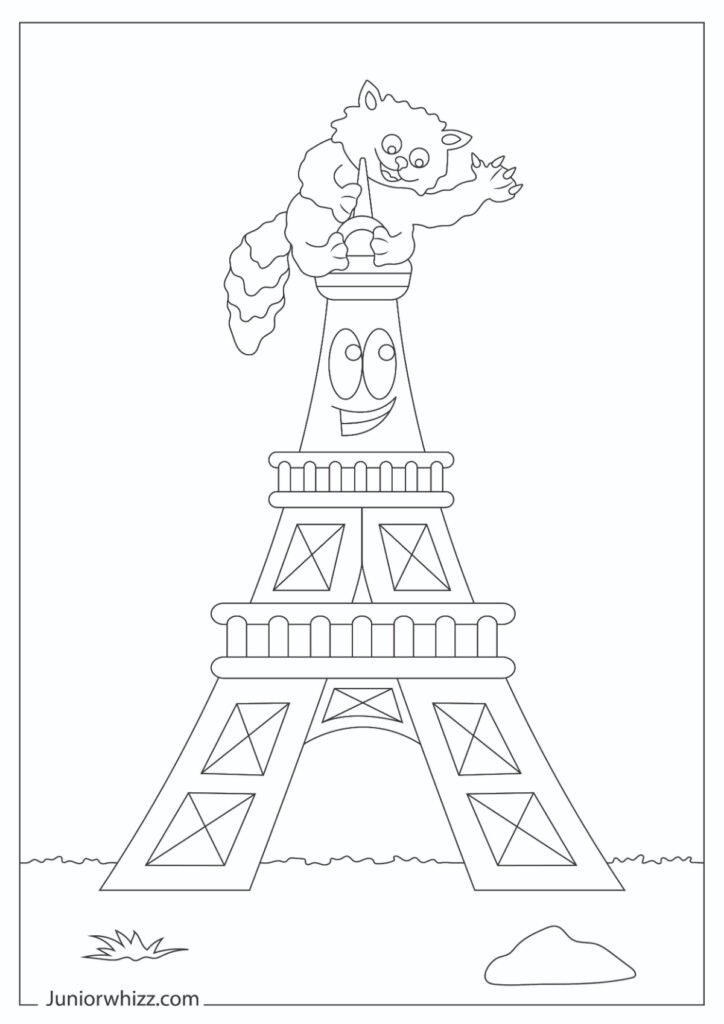 Cute Eiffel Tower Coloring Page