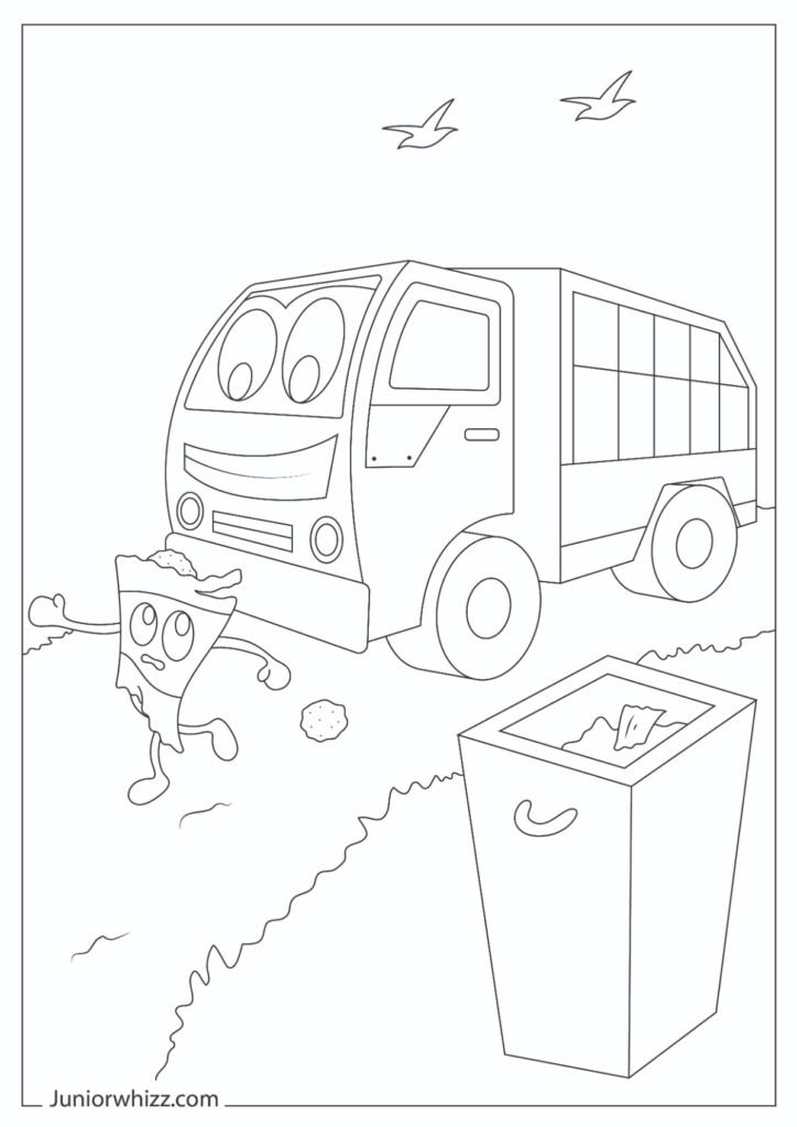 Cute Garbage Truck Drawing for Toddlers