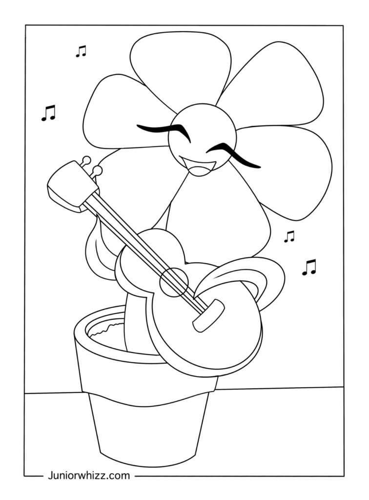 Cute Spring Flower Coloring Page