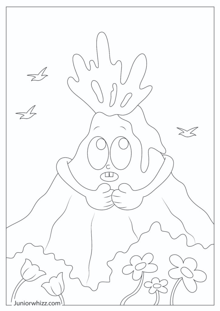Cute Volcano Coloring Page