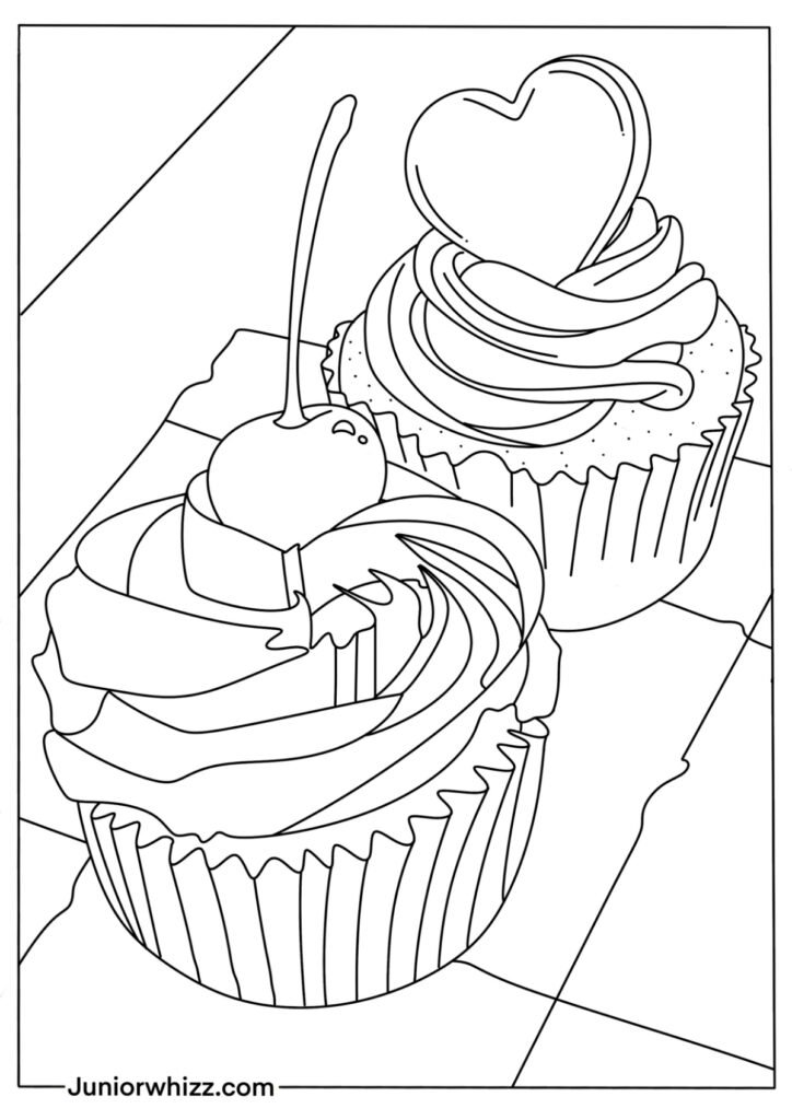 Detailed Cupcake Coloring Page