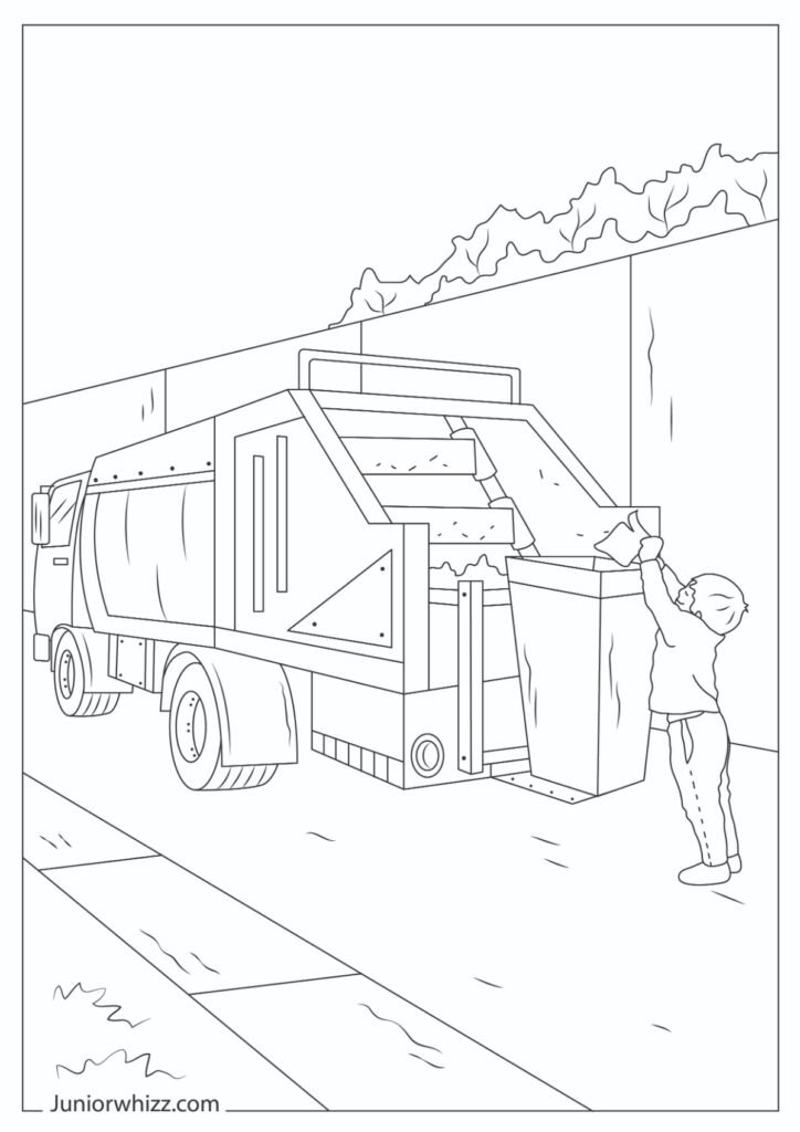 Detailed Dump Truck Coloring Page