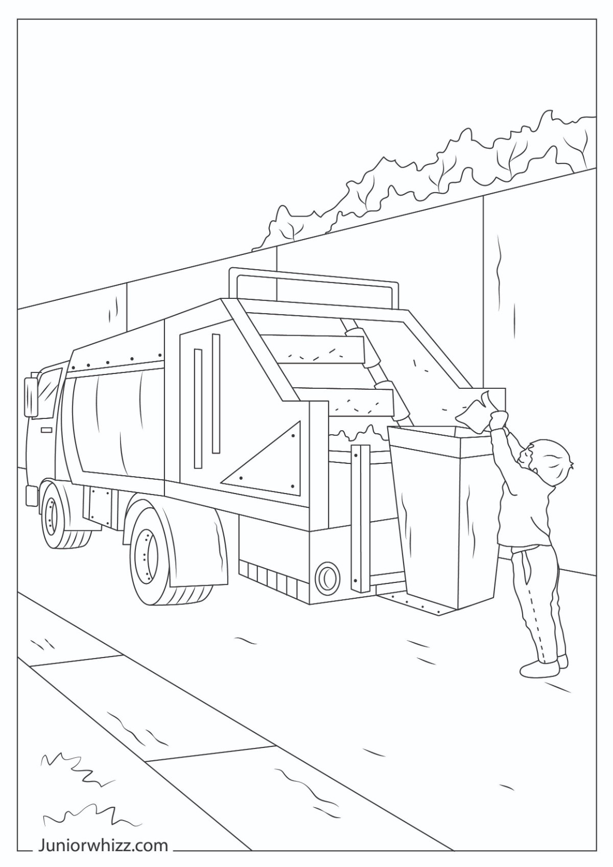 Garbage Truck Coloring Pages for Kids (12 Printable PDFs)