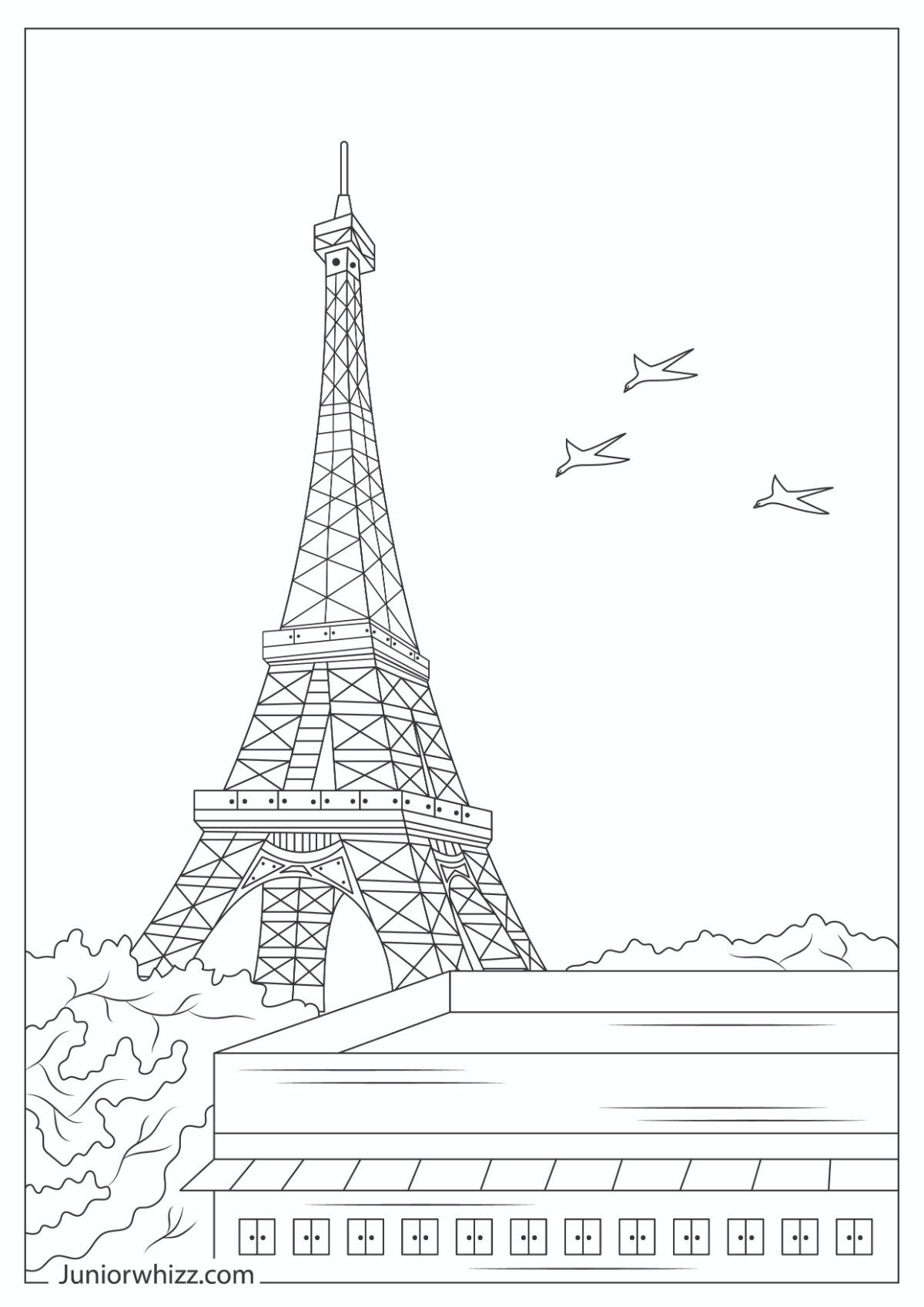 Eiffel Tower Coloring Pages for Kids (12 Printable PDFs)