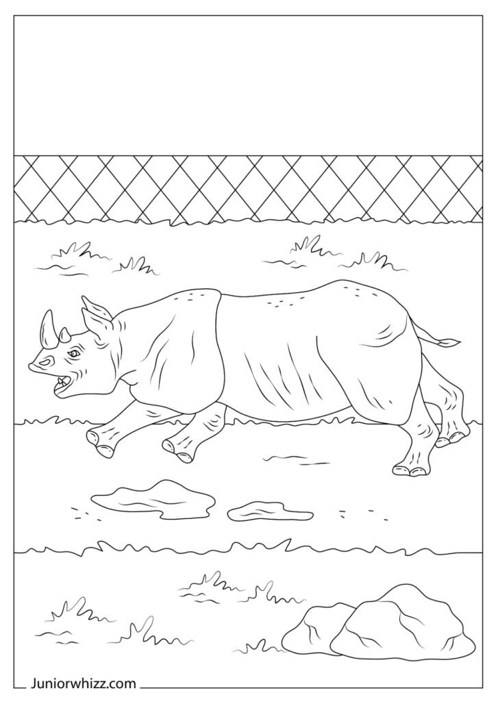 Detailed Rhino Coloring Sheet