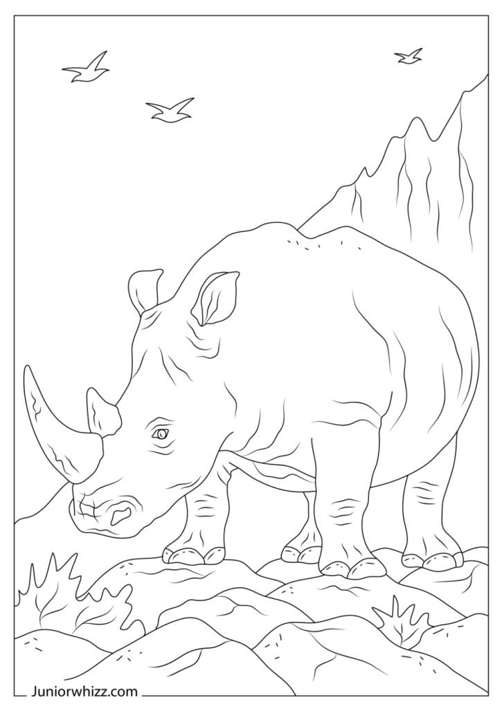 Detailed Rhinoceros Drawing