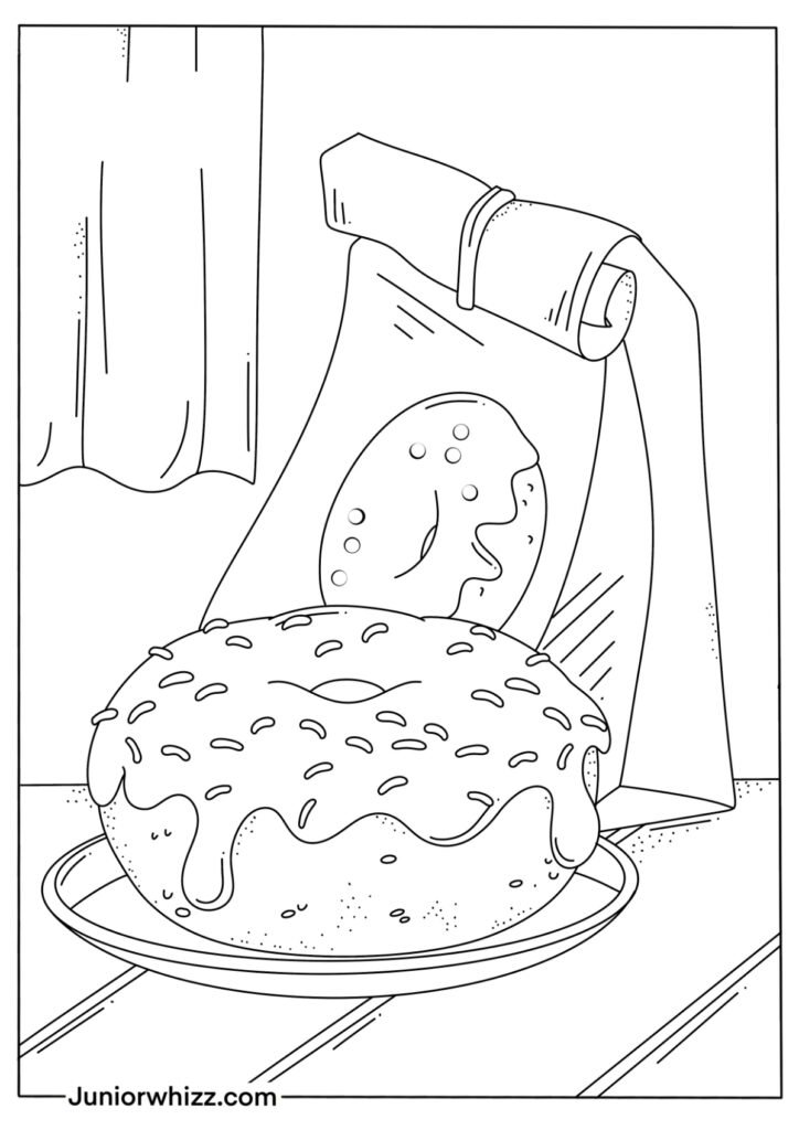 Easy Donut Coloring Page