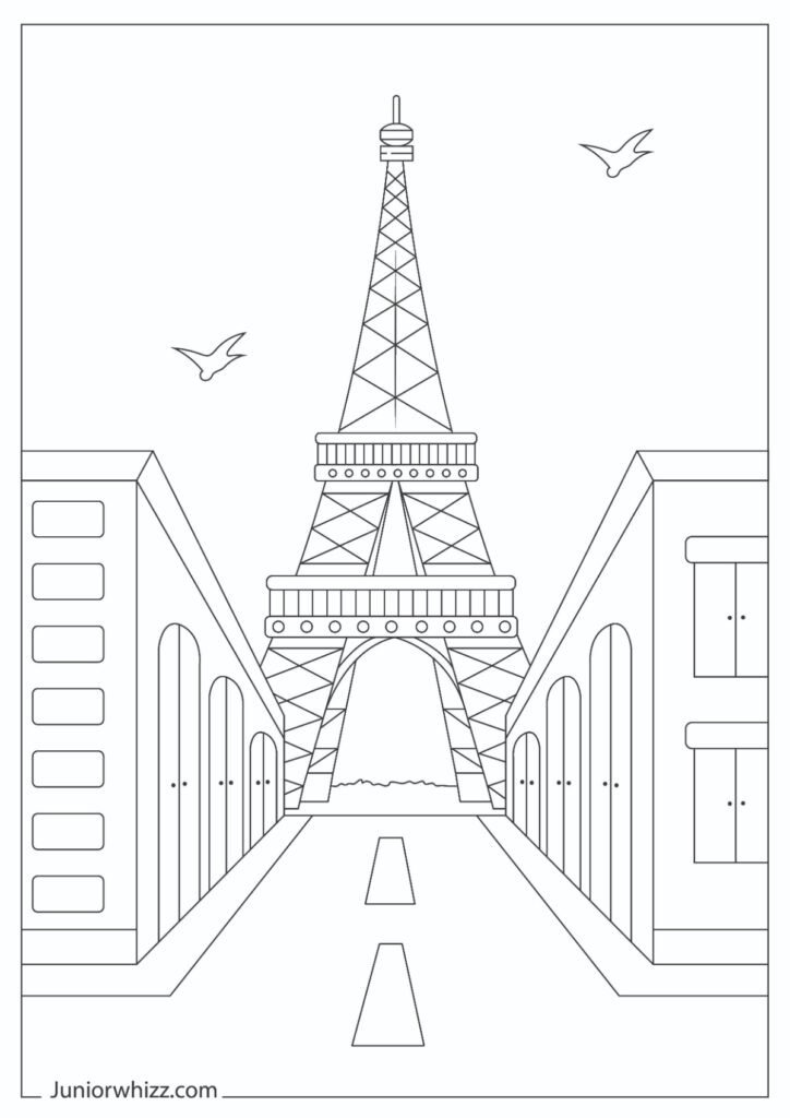 Easy Eiffel Tower Coloring Page